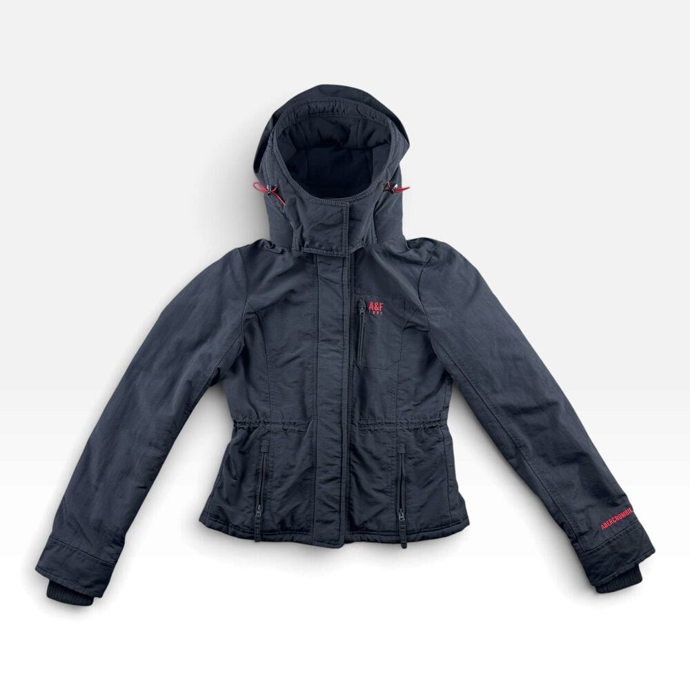 Abercrombie & Fitch Womens XS Navy Fleece Lined Hooded Jacket Coat A&F